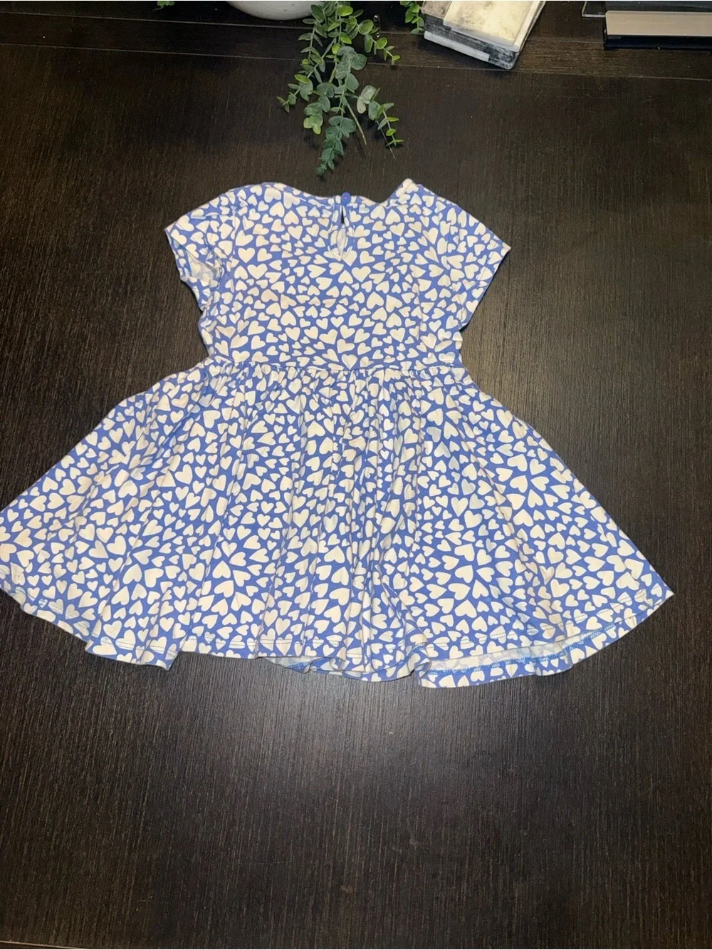 Mini Boden Blue and White Heart Ruffle Dress